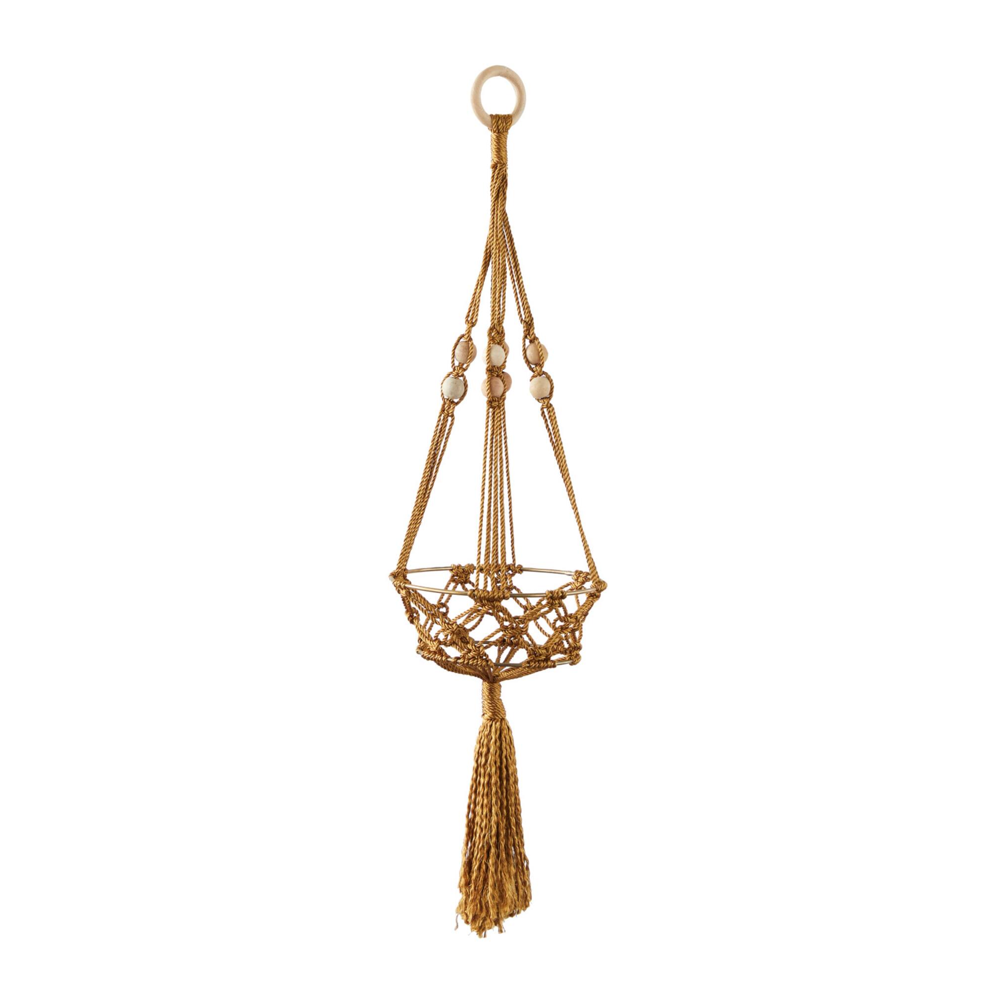 29" Brown Fabric Handmade Hanging Macrame Wall Planter